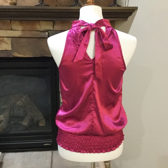 Studio Y Pink Tie Back Gathered Waist Top Small - Picture 2 of 5